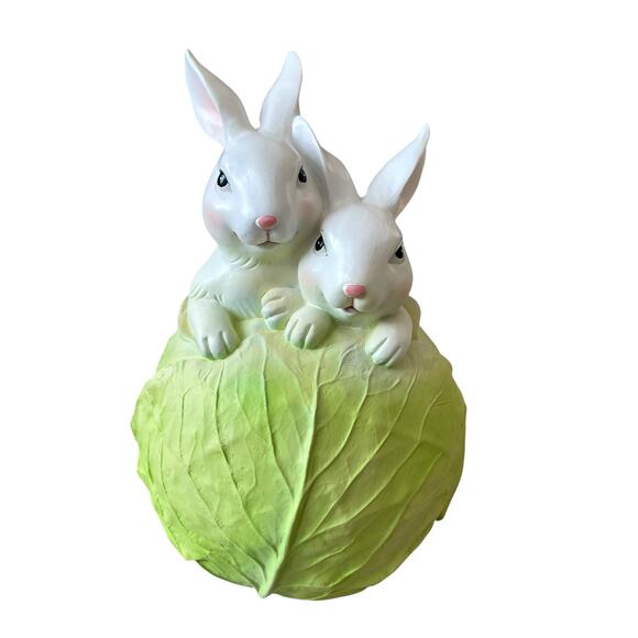 Spring Gatherings Bunny Couple With Cabbage Easter Decor NEW - Picture 7 of 15